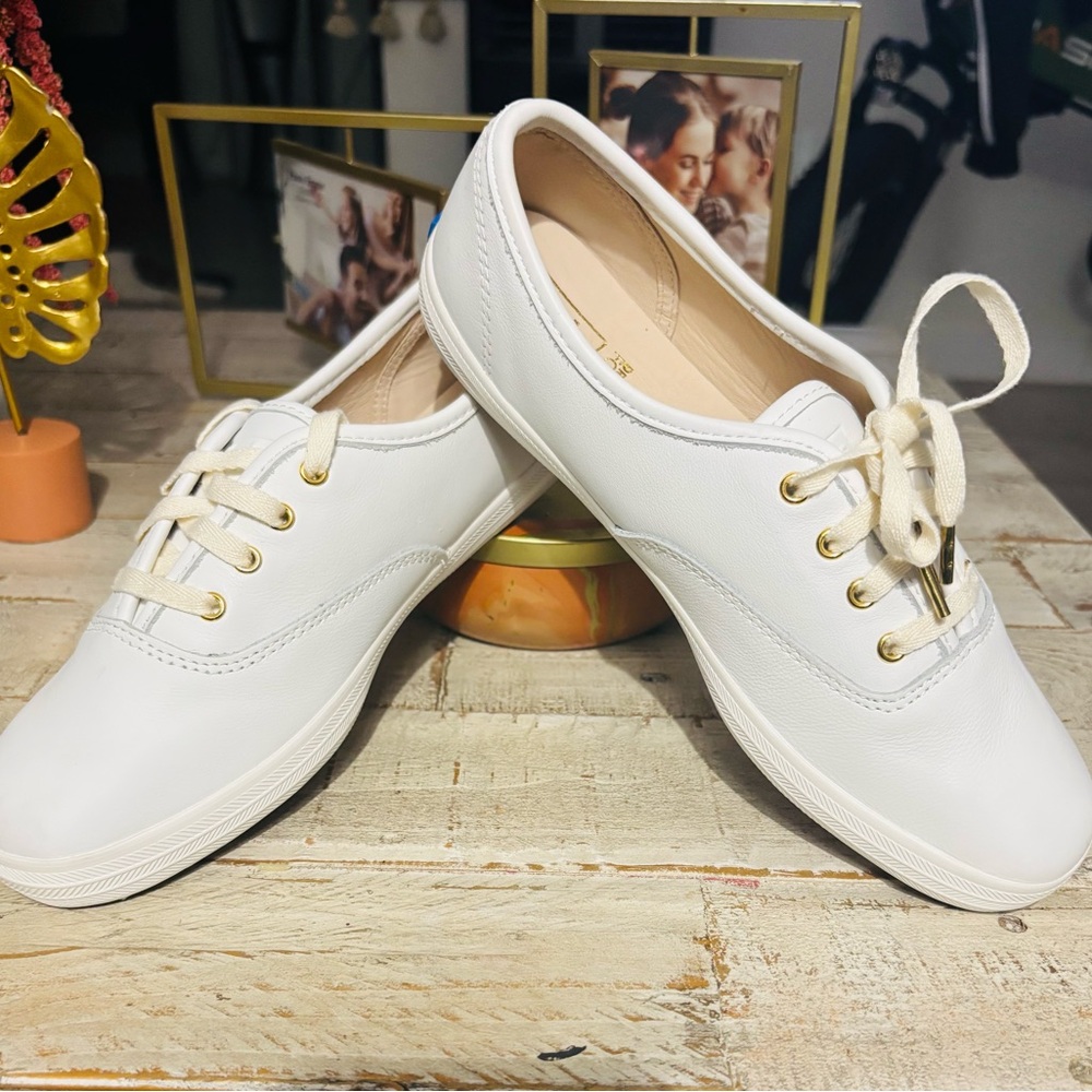 Keds Champion Premium Leather Lace-Up Shoes with Gold Accents for Any Style ✨🫶